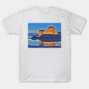 Eilean Donan Castle HDR , the Highlands , Scotland. Digital painting of iconic Scottish castle T-Shirt